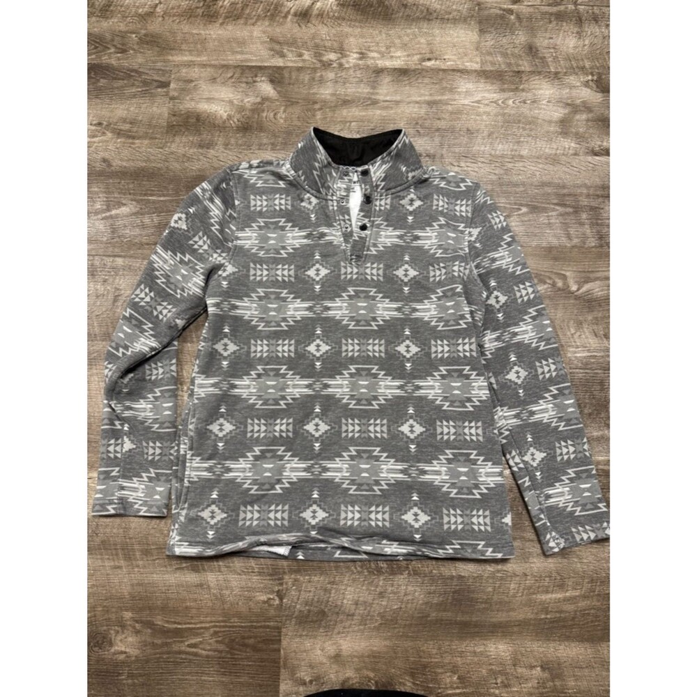 DEPARTWEST Grey Western Aztec Pullover Size Large